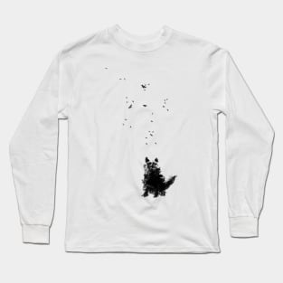 Modern minimalist black cat print Long Sleeve T-Shirt